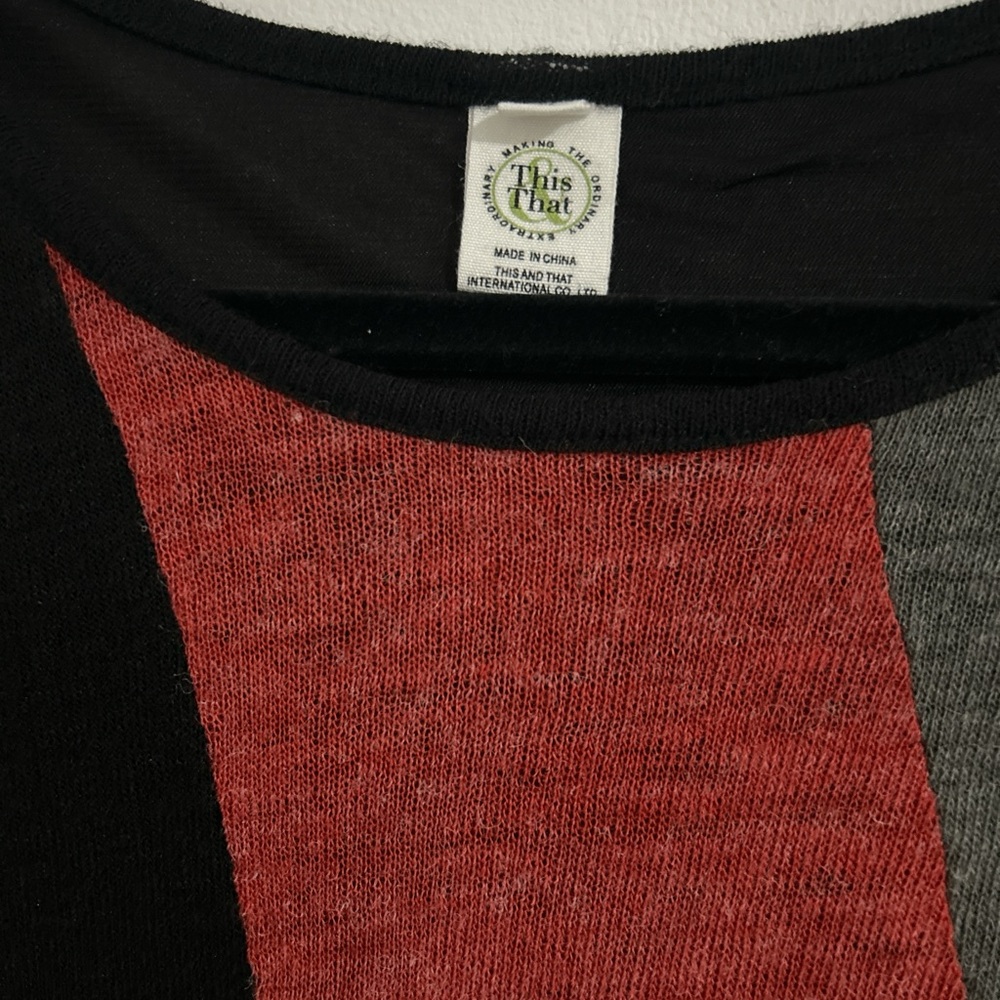 Artistic Patchwork Long Sleeve Top - Black, Red, … - image 2